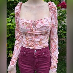 NWT Free People Hilary Top Pink Combo Small